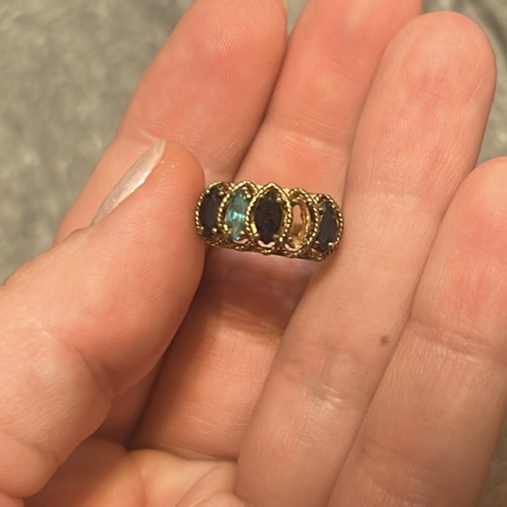 Sapphire & Aquamarine 925 Sterling Vintage Ring